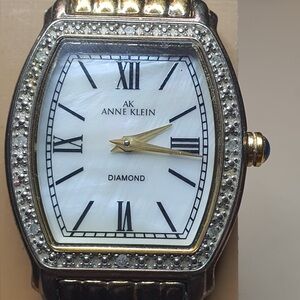 Anne Klein Goldtone/MOP/ Rhinestone Stainless Steel Women's Watch